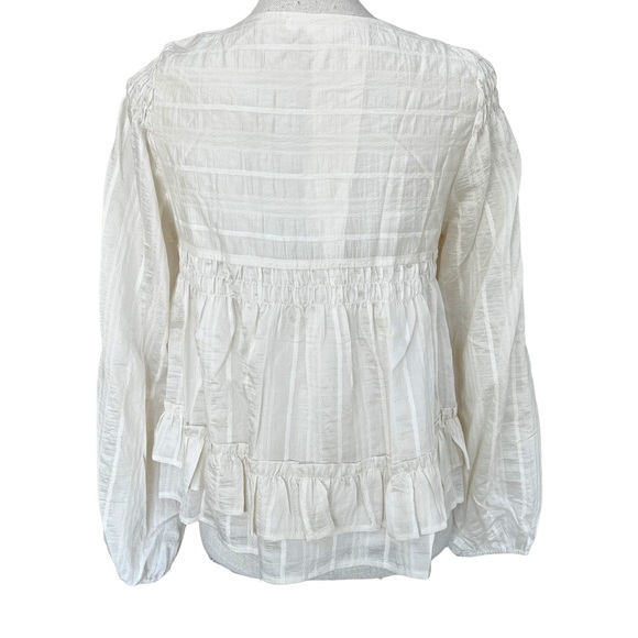 Ruffle Hem Peasant Blouse in Ecru - Picture 7 of 16